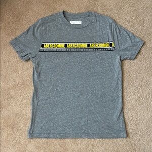 Abercrombie & Fitch Gray Short Sleeve Tee with Yellow Stripe